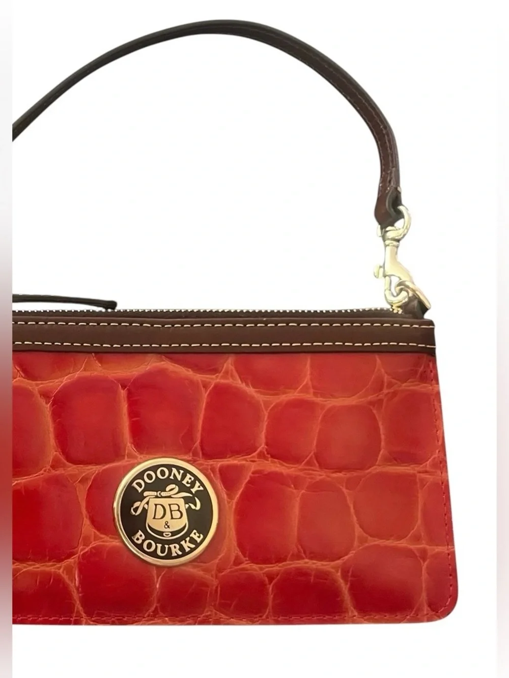 Dooney & Bourke Croc-embossed Leather Zip Wristlet, In Red
